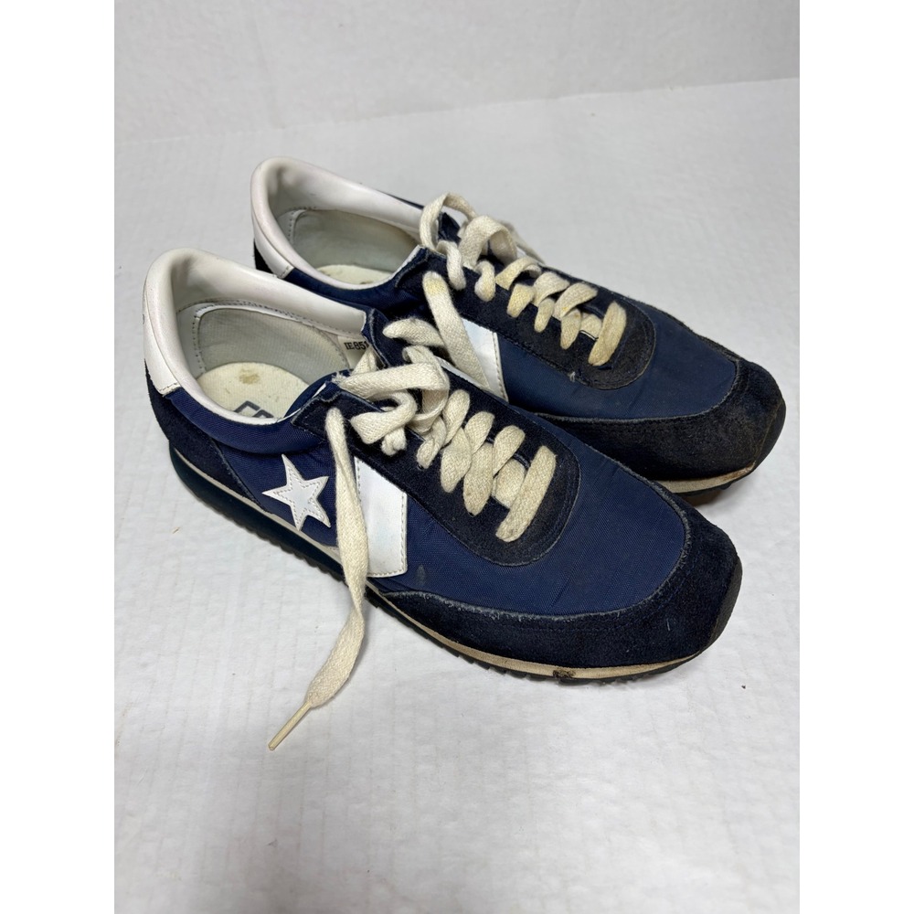Vintage Converse Star Chevron Running Shoes Navy Blue Suede Nylon Sneakers